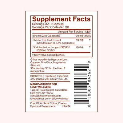 Love Wellness Clear Skin Probiotics for Clear and Healthy Skin 30ct - New