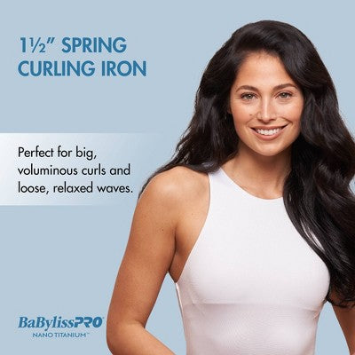 BaBylissPRO Nano Titanium Spring Curling Iron Blue 1.5" - Imperfect Box