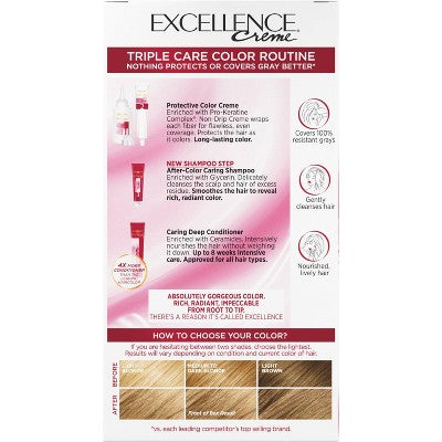 L'Oreal Paris Excellence Triple Protection Permanent Hair Color 6.3 fl oz 8.5A Champagne Blonde 1 Kit - Imperfect Box