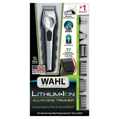 Wahl Lithium Ion All In One Cordless Rechargeable Electric Beard Trimmer, Shaver, Detailer, Nose Trimmer - Imperfect Box