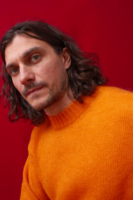 Orange Borstat Mohair & Siden Tröja