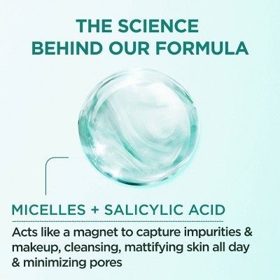 Garnier Salicylic Acid Purifying Makeup Remover Micellar Water and Facial Cleanser 23.7 fl oz - Imperfect Container