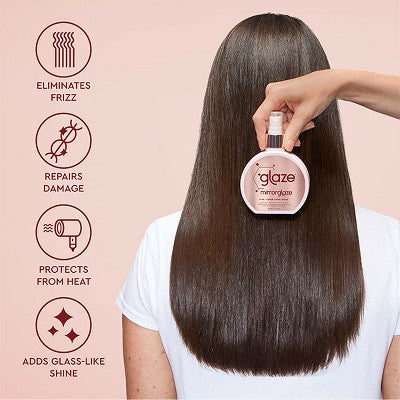 Glaze MirrorGlaze 4-in-1 Super Sleek Anti-Frizz Shine Spray with Heat Protector 6.4 fl oz - New