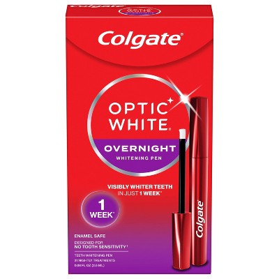 Colgate Optic White Overnight Teeth Whitening Pen Gel 0.08 fl oz/21 Treatments - Imperfect Box