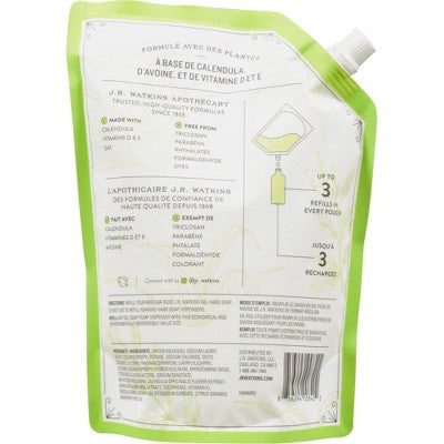 J.R. Watkins Aloe Green Tea Gel Hand Soap Refill Case of 3/34 fz - New