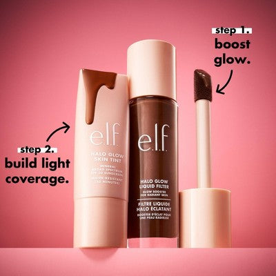e.l.f. Halo Glow Skin Tint Light Coverage Foundation Mineral SPF 50 3 Fair Cool 1 fl oz - Imperfect Box
