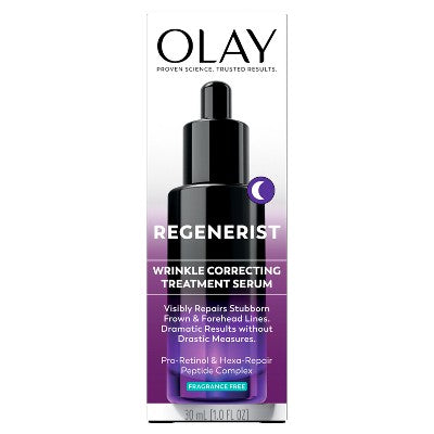 Olay Regenerist Anti-Aging Night Serum, Hydrating & Wrinkle Correcting Treatment 1 fl oz - Imperfect Box