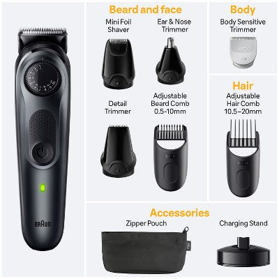 BRAUN ALL-IN-ONE STYLE KIT SERIES 5 AIO5490 RECHARGEABLE 9-IN-1 BODY, BEARD; HAIR TRIMMER - Imperfect Box