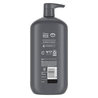 Dove Men+Care Charcoal + Clay Purifying Body; Face Wash Pump Sulfate Free 30 fl oz - New