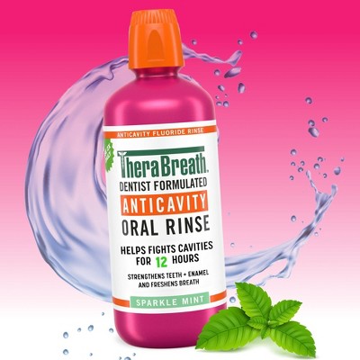 TheraBreath Anticavity Fluoride Mouthwash Sparkle Mint 33.8 fl oz - New