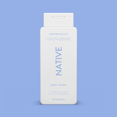 Native Body Wash for Women & Men Cotton & Lily Sulfate Free 18 fl oz - Imperfect Container