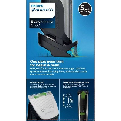 Philips Norelco Series 5500 Beard & Hair Mens Rechargeable Electric Trimmer BT5511/49 - New