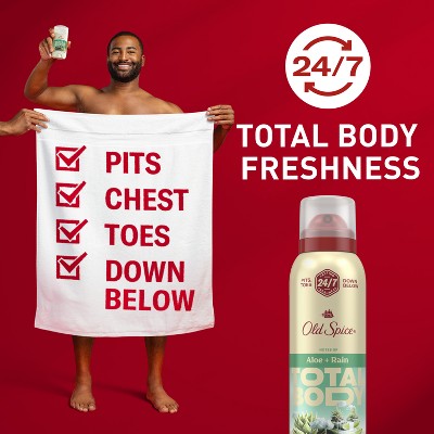 Old Spice Whole Body Deodorant Spray Aloe and Rain 3.5oz - New