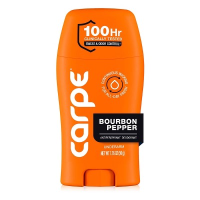 Carpe Men's 100H Sweat & Odor Control Antiperspirant Deodorant Bourbon Pepper 1.76oz - Imperfect Container