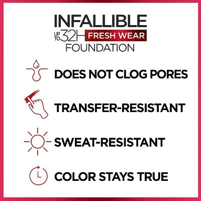 L'Oreal Paris Infallible 32HR Fresh Wear Foundation SPF 25 405 Porcelain 1 fl oz - New