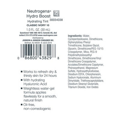 Neutrogena Hydro Boost Hydrating Tint Liquid Foundation 10 Classic Ivory - Imperfect Container