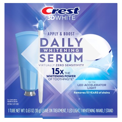 Crest 3DWhite Daily Whitening Serum with LED Light Leave-on Teeth Whitening Treatment 0.63 oz - Imperfect Box