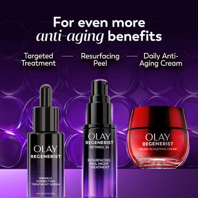 Olay Regenerist Anti-Aging Night Serum, Hydrating & Wrinkle Correcting Treatment 1 fl oz - Imperfect Box