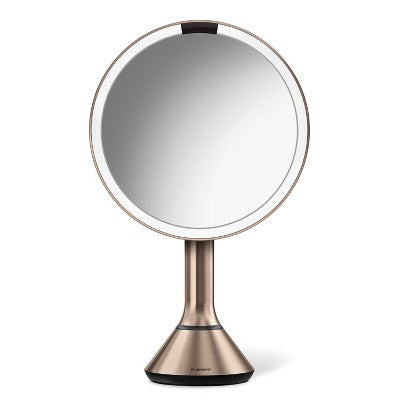 simplehuman 8" LED Light Sensor Makeup Mirror 5x Magnification Rose Gold Steel - Imperfect Box