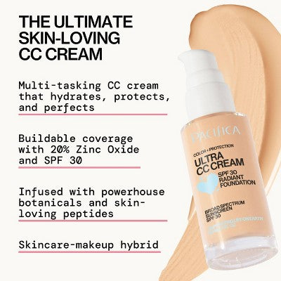 Pacifica Ultra CC Cream Radiant Foundation with SPF 17 Neutral/Fair 1 fl oz - Imperfect Box