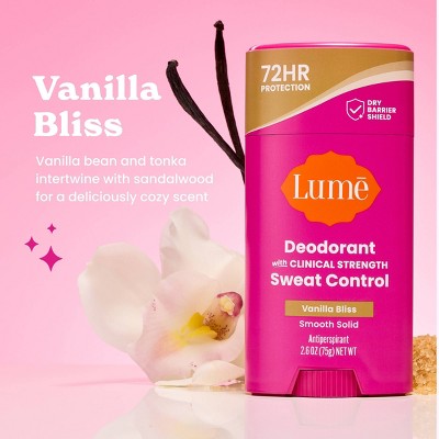 Lume Deodorant Plus Sweat Control Clinical Strength Smooth Solid Stick Antiperspirant Vanilla Bliss 2.6oz - Imperfect Container