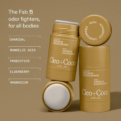 cleo+coco. Body and Hair Antiperspirants and Deodorant Powder Coconut Vanilla 0.88oz - New