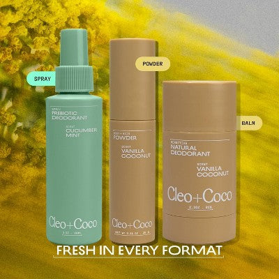 cleo+coco. Body and Hair Antiperspirants and Deodorant Powder Coconut Vanilla 0.88oz - New