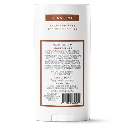 Native Sensitive Solid Deodorant for Women & Men Coconut & Vanilla 2.65oz - Imperfect Container