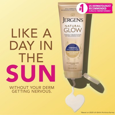 Jergens Natural Glow Skin Firming Moisturizer + Sunless Self Tanning Lotion Fair to Medium 7.5 fl oz - Imperfect Container