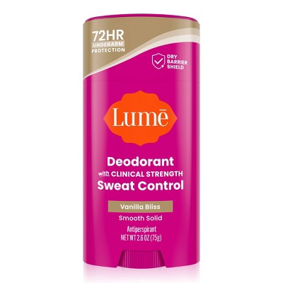 Lume Deodorant Plus Sweat Control Clinical Strength Smooth Solid Stick Antiperspirant Vanilla Bliss 2.6oz - Imperfect Container