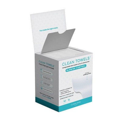 Clean Skin Club Clean Towels Blemish Control XL 50ct - New