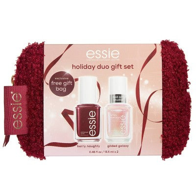 essie Nail Art Studio Berry Nail Polish Set Holiday Duo Makeup Bag 2pc - New