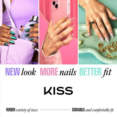 Kiss Glam Jeweled Press-On Fake Nails Medium Almond Breeze of Bliss 35ct - Imperfect Box