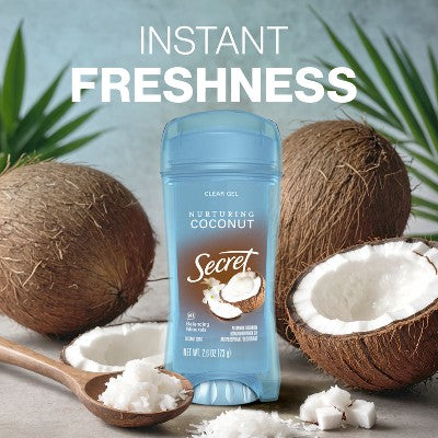Secret Fresh Clear Gel Antiperspirant & Deodorant Coconut Scent 2.6oz - New