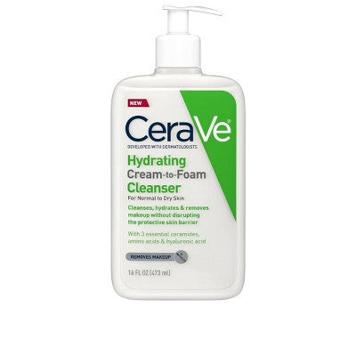 CeraVe Hydrating Cream-to-Foam Face Wash with Hyaluronic Acid 16 fl oz - Small Amount Missing
