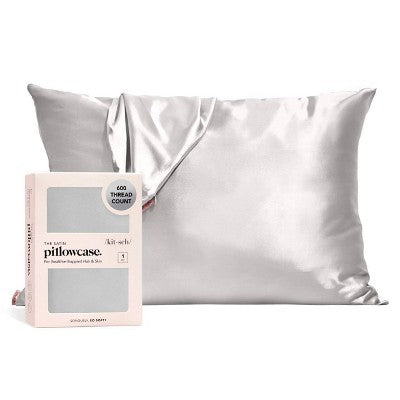 Kitsch Queen Size Satin Standard Pillowcase Thread Count Silver - Imperfect Box