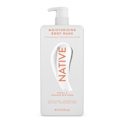Native Moisturizing Shea Butter 24hr Hydration Body Wash Peach & Orange Blossom 18 fl oz - Imperfect Container