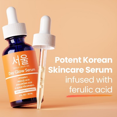 Seoul Ceuticals Korean Skin Care K Beauty 20% Vitamin C Hyaluronic Acid Serum + CE Ferulic Acid Provides Potent 1oz - Imperfect Box