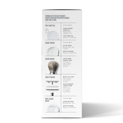 Bevel Men's Shave Kit Safety Razor and Brush Shave Cream Pre Shave Oil  Post Shave Balm 40 Blades - Missing Box