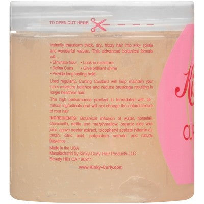 Kinky-Curly Original Curling Custard Natural Hair Styling Gel 8oz - Imperfect Container