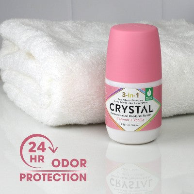Crystal 3-in-1 Natural Mineral Roll-On Deodorant Coconut + Vanilla 2.25 fl oz - New