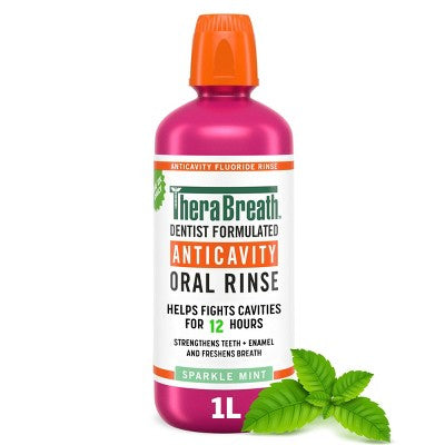 TheraBreath Anticavity Fluoride Mouthwash Sparkle Mint 33.8 fl oz - New