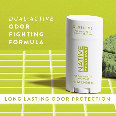 Native Sensitive Solid Deodorant for Women & Men Aloe & Green Tea Aluminum & Baking Soda Free 2.65oz - Imperfect Container