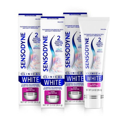 Sensodyne Clinical White Stain Protector Toothpaste 3.4oz/3pk - New