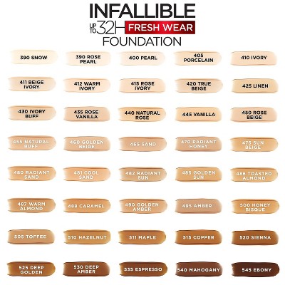 L'Oreal Paris Infallible 32HR Fresh Wear Foundation SPF 25 490 Golden Amber 1 fl oz - New