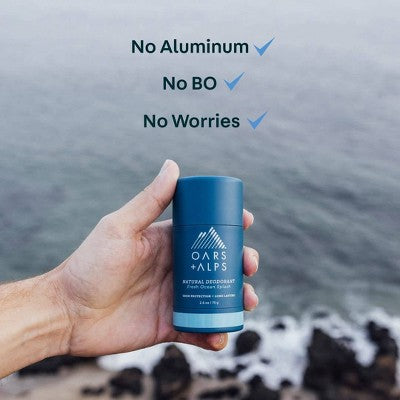 OARS + ALPS Mens Roll-On Natural Deodorant Fresh Ocean Splash Aluminum-Free 2.6oz - New