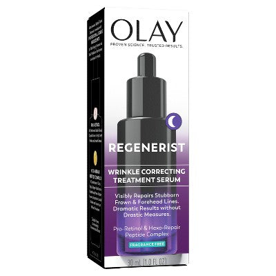 Olay Regenerist Anti-Aging Night Serum, Hydrating & Wrinkle Correcting Treatment 1 fl oz - Imperfect Box