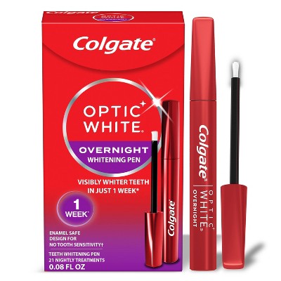 Colgate Optic White Overnight Teeth Whitening Pen Gel 0.08 fl oz/21 Treatments - Imperfect Box