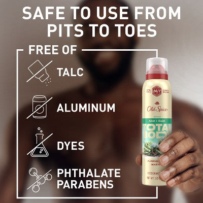 Old Spice Whole Body Deodorant Spray Aloe and Rain 3.5oz - New
