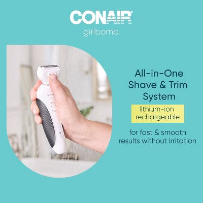 Conair Girlbomb Wet and Dry Cordless Rechargeable Foil Body Shaver 5pc - Imperfect Box